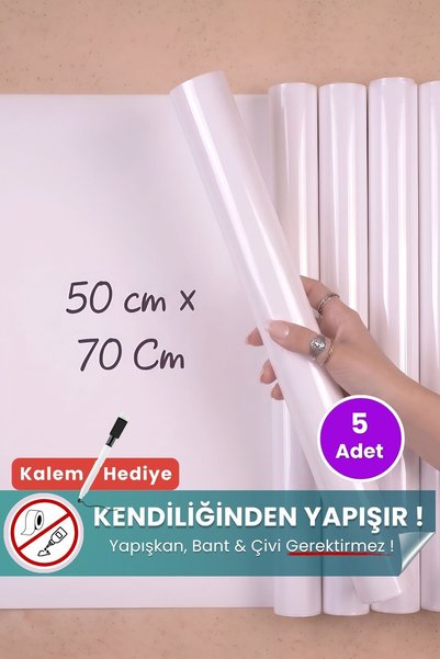 Pi Papers Akıllı Kağıt - 50x70 Cm Beyaz, 5 Adet Not Belge Fotoğraf Tutucu Öze...