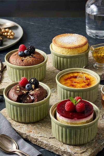 HOMENIVA 4 Hologram Porcelain Soufflé Dish – Oven Airfryer Microwave Dish
