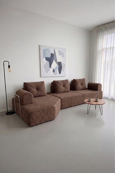 BRANNA HOME Tamamen Sünger Köşe Koltuk 28 Dansite Yumuşak L Koltuk Lüks Moder...
