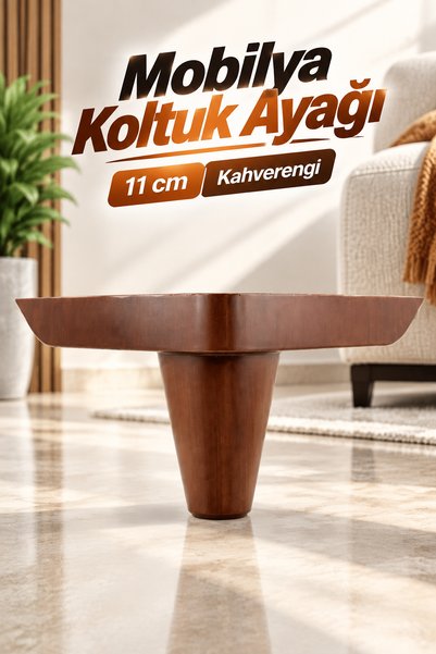 NZB Lüks Mobilya Kanepe Sehpa Puf Koltuk Ayağı 11 Cm Kahverengi Ahşap Desenli...