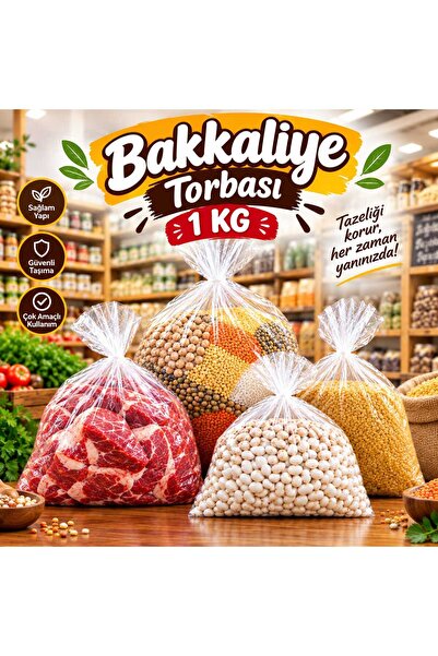 isopack 23x36 cm 2 lik 1 kg Kalın Et Poşeti Bakliyat Poşeti Şeffaf Şeker Bakk...