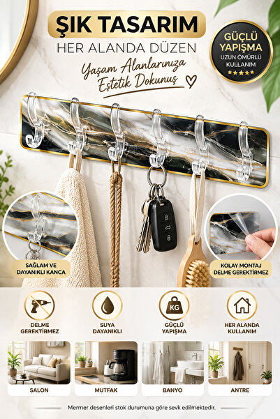 VENON 1 Piece 💜   Marble Patterned Hanger with Ultra Strong Adhesive 💜   Wa...