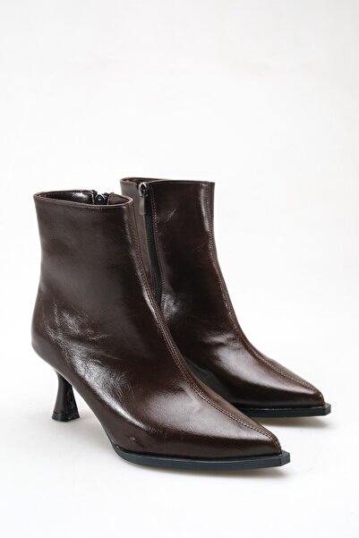 meyra'nın ayakkabıları Women's Pointed Toe Thin Heeled Boots Brown Yanki