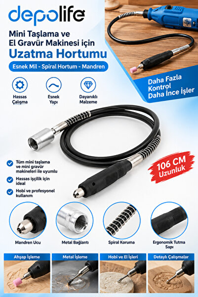 Depolife TC-MG E 135 Mini Taşlama El Gravür Makinesi için Uzatma Hortumu Grav...