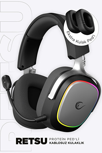 Rampage RETSU Kablosuz 2.4G+ Bluetooth Deri Protein Earpad Mikrofonlu Oyuncu ...