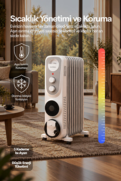 Luxell Lux09-Fp-Wg 9 Dilim 2400 Watt Turbo Fanlı Yağlı Radyatör