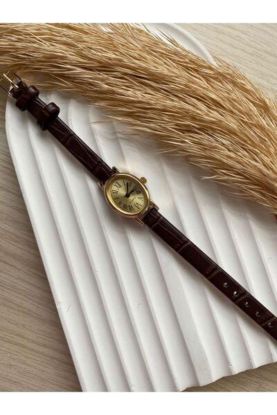 rubsey Women's Retro Minimal Vintage Leather Strap Wristwatch