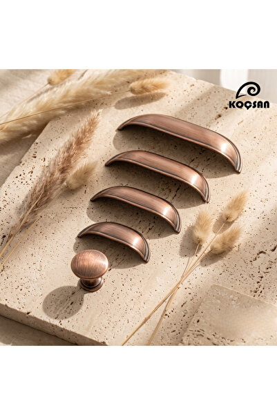 KOÇSAN Mussel Antique Copper 64 mm Handle Luxury Country Kitchen Furniture Ca...
