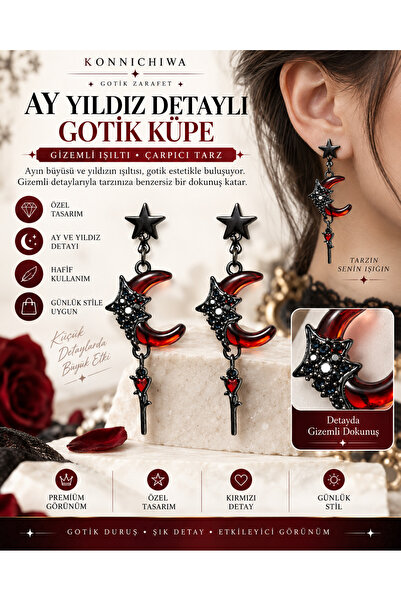 FG KONNİCHİWA Mızrak Formlu Gotik Tasarım Detaylı Gotik Stil Figürlü Yeşil Ta...