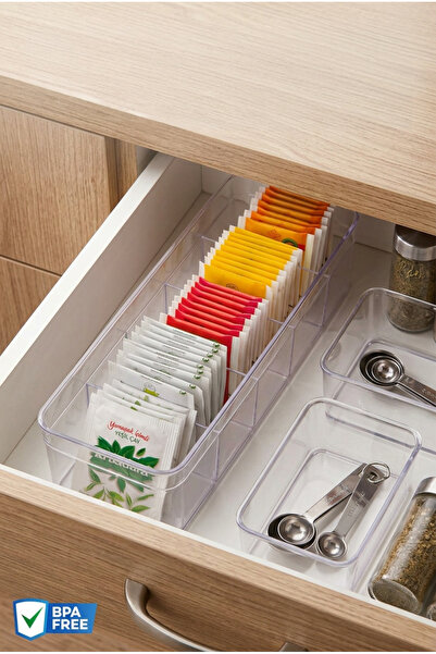 Nandy Home 5 Bölmeli Küçük Boy Clear Çekmece & Dolap İçi Düzenleyici Organizer