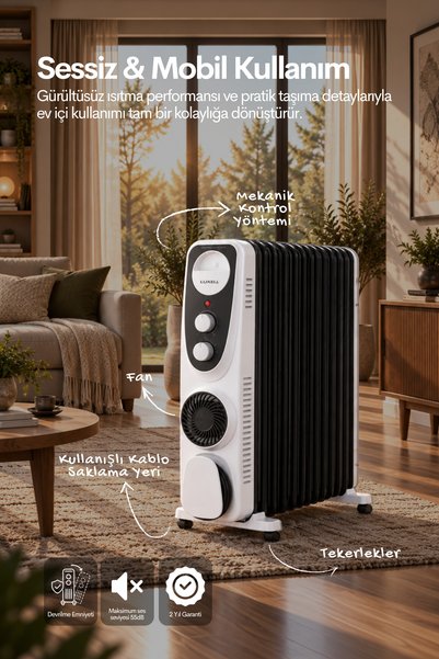 Luxell Lux13-Fp-Bw 13 Dilim 2900 Watt Turbo Fanlı Yağlı Radyatör