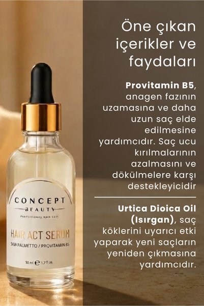Concept Beauty Act Hair Serum - Effective Against Hair Loss - Larch Tree Extract - Ginseng - Dwarf Palm - Provitamin B5