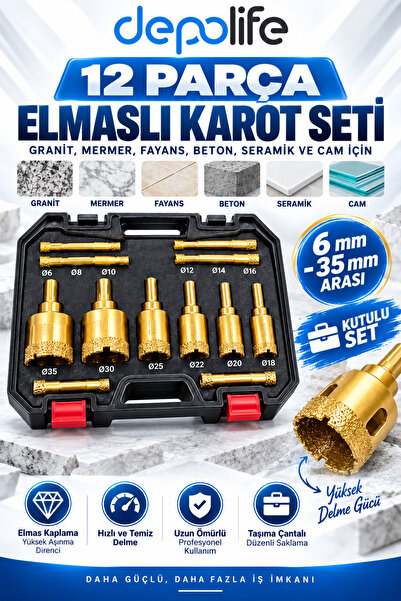 Depolife Granit Mermer Fayans Beton Seramik Cam Delme Karot Buat Yuvarlak Açm...