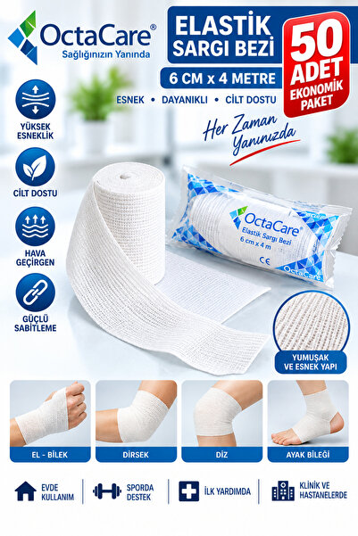 Octamed Octacare Elastik Sargı Bezi 6 Cm X 4 M 50 Li Paket