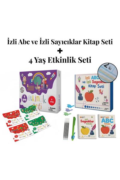 akademik zeka 4 Yaş Etkinlik Seti(6 KİTAP 195 ETKİNLİK) - İzli Abc ve Sayıcık...