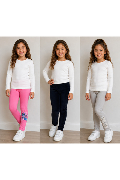 Baby Ella's 4-9 YAŞ KIŞLIK İÇİ YÜNLÜ KADİFE VE PAMUKLU ÜÇLÜ TAYT SET (2025 SE...