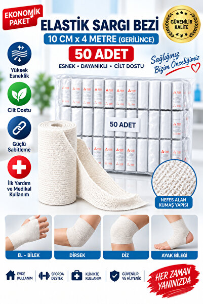 DS Sağlık Elastik Sargı Bezi 10 Cm x 4 Metre 50 Adet Ekonomik Paket – Yüksek ...