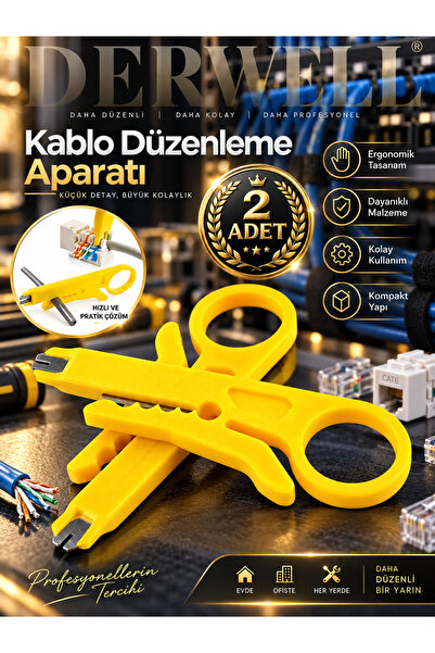 Derwell 2 Adet Mini Kablo Soyma Aparatı Kablo Sıyırıcı Soyucu Tel Kesici Sıkm...