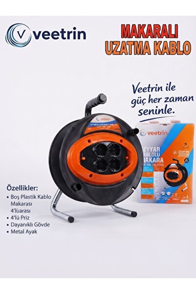 veetrin Makaralı Seyyar Uzatma Boş Kablosuz Metal Ayaklı