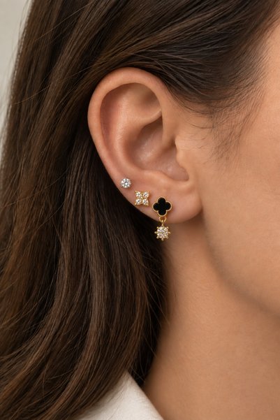 Aleda Steel Multi Clover Earrings