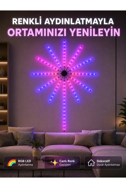 SS HOME CONCEPT RGB LED Dekoratif Duvar Lambası İç Mekân Telefon Kontrollü Ortam Aydınlatması
