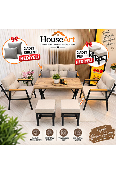 HouseART MİLA ,Model, Balkon, Bahçe, Cafe, Metal Koltuk Takımı, Bahçe Takımı ...