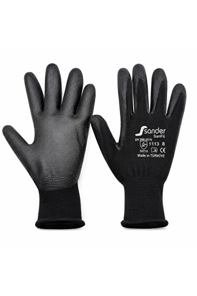 SS HOME CONCEPT 10 Pieces No 8 Small Black - Black Nitrile Work Gloves
