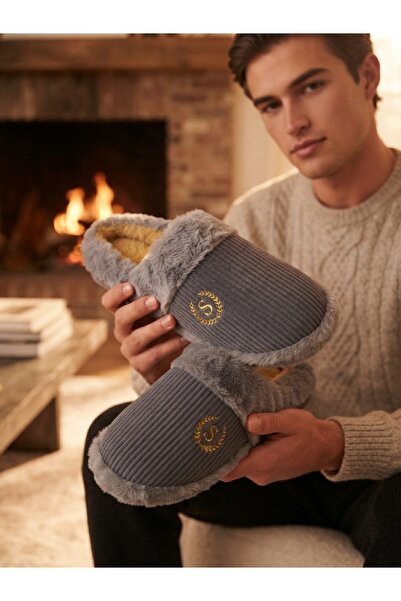 SWORD Embroidered Velvet House Slippers |   Winter Unisex House Slippers |   ...