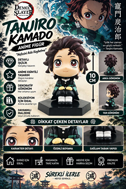 FG KONNİCHİWA Anime Demon Slayer Tanjiro Kamado Figür Karakter Oyuncak 10 cm