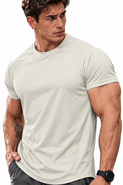 GENIUS STORE Erkek Spor Tişört Running Sports Gym Reglan Oval Kesim Penye T-s...