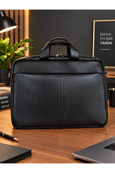 CANARİS Leather Laptop Bag 17.3 Inch Shockproof Document & Office Bag with Sh...