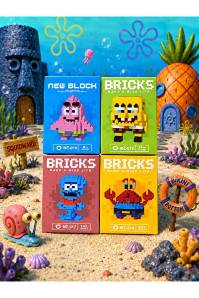 HEY GİDİ GİFT 3D Yapı Blokları Piksel Karakter Seti 4'lü – Mini Blok Koleksiy...