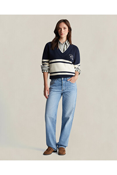 Gant Kadın Mavi Straight Fit Pantolon