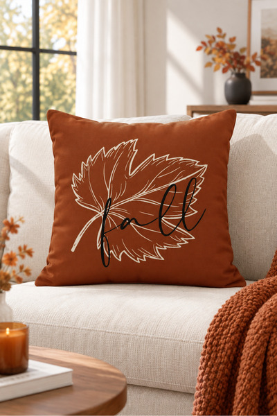 Evmila Double-Sided Printed Velvet Texture Autumn and Leaf Pattern Throw Pill...