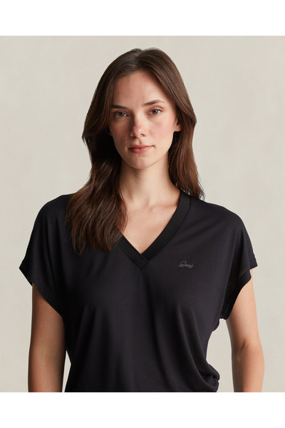 Gant Kadın Siyah V Yaka Regular Fit T-Shirt