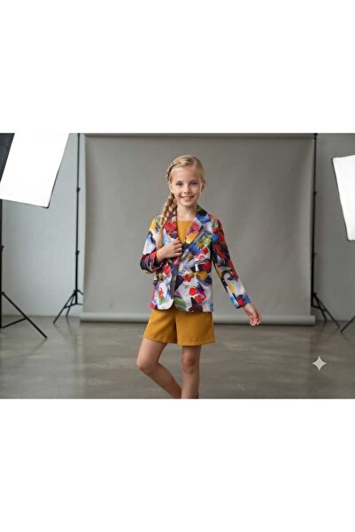 Hilal Akıncı Kids Rainbow Colored Jacket Shorts Suit