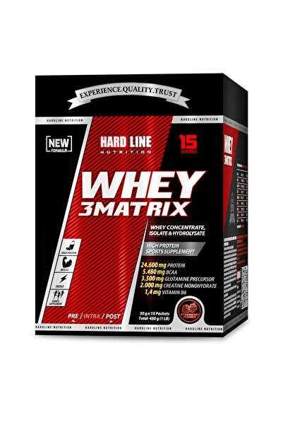 Hardline Whey 3matrix 30 gr 15 Adet Çilek Tek Kullanımlık Saşe Protein Tozu