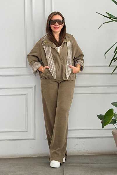 yb yağmur butik Hooded Short Trench Coat with Gingham Detail