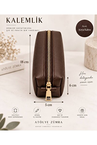 ATÖLYE ZÜMRA Vegan Leather Zippered Pen Holder
