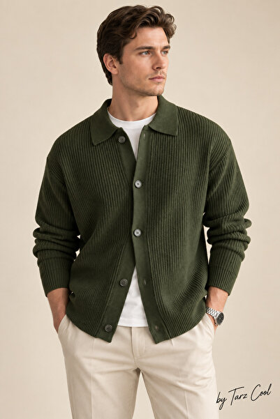 Tarz Cool Düğme Detaylı Regular Fit Hırka