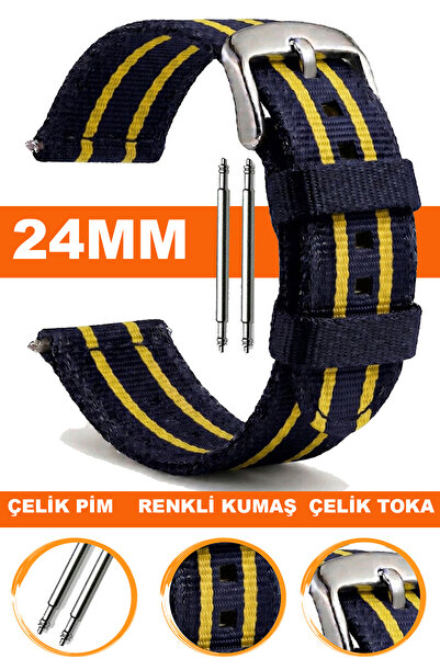 COBRA 24mm Saatlerle Uyumlu Nato Kumaş Teksil Saat Kordonu Kayışı F32GR