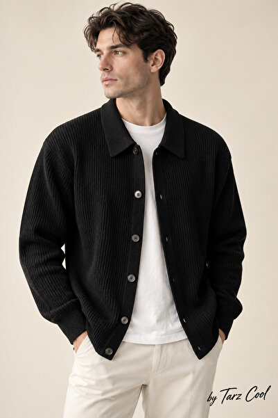 Tarz Cool Düğme Detaylı Regular Fit Hırka