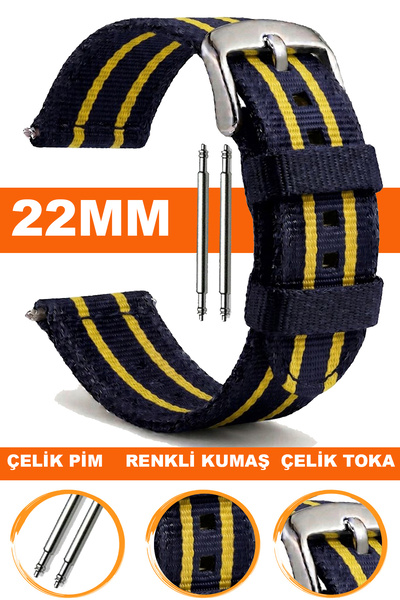 COBRA 22mm Saatlerle Uyumlu Nato Kumaş Teksil Saat Kordonu Kayışı F32GR