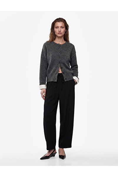 Koton Elastic Waist, Lace-Up, Pocketed Fabric Barrel Trousers