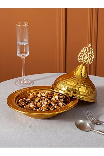 Generic Handmade Gold-Colored Copper Rice Serving Pot with Lid | Premium Qual...
