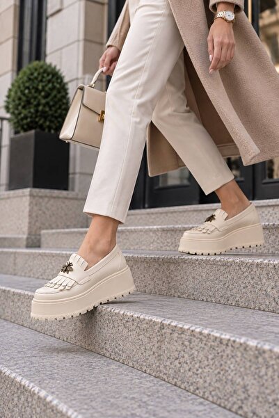 Moldo Shoes Аманда Кожени мокасини Светло бежови