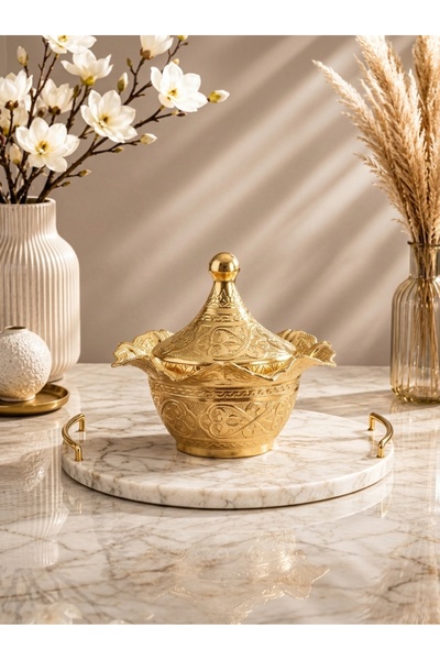 Generic Chic Ottoman-Style Copper Sugar Pot with Lid – Magical Gold Color, St...