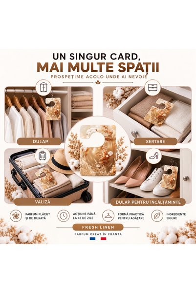 Elix Set 3 Odorizante parfumate tip card pentru dulap si haine – Liliac si floare de portocal