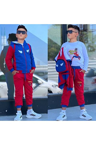 zavera for kids Erkek Çocuk Örümcek Adam Detaylı 4'lü Eşofman Takımı - Sırt Ç...