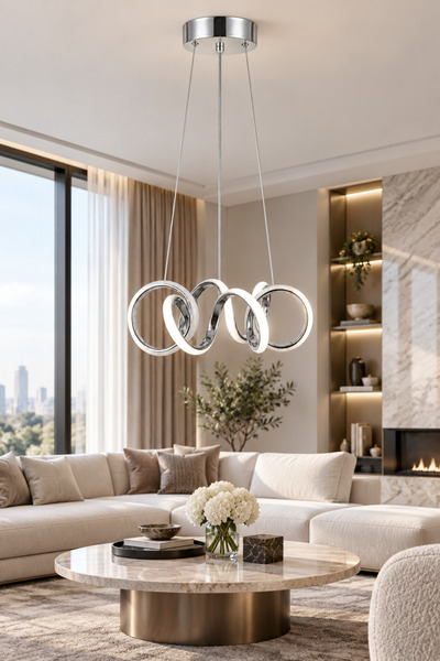Ulucam Aydınlatma Gümüş LED Avize Küçük Deniz Yıldızı Modern Salon Aydınlatması